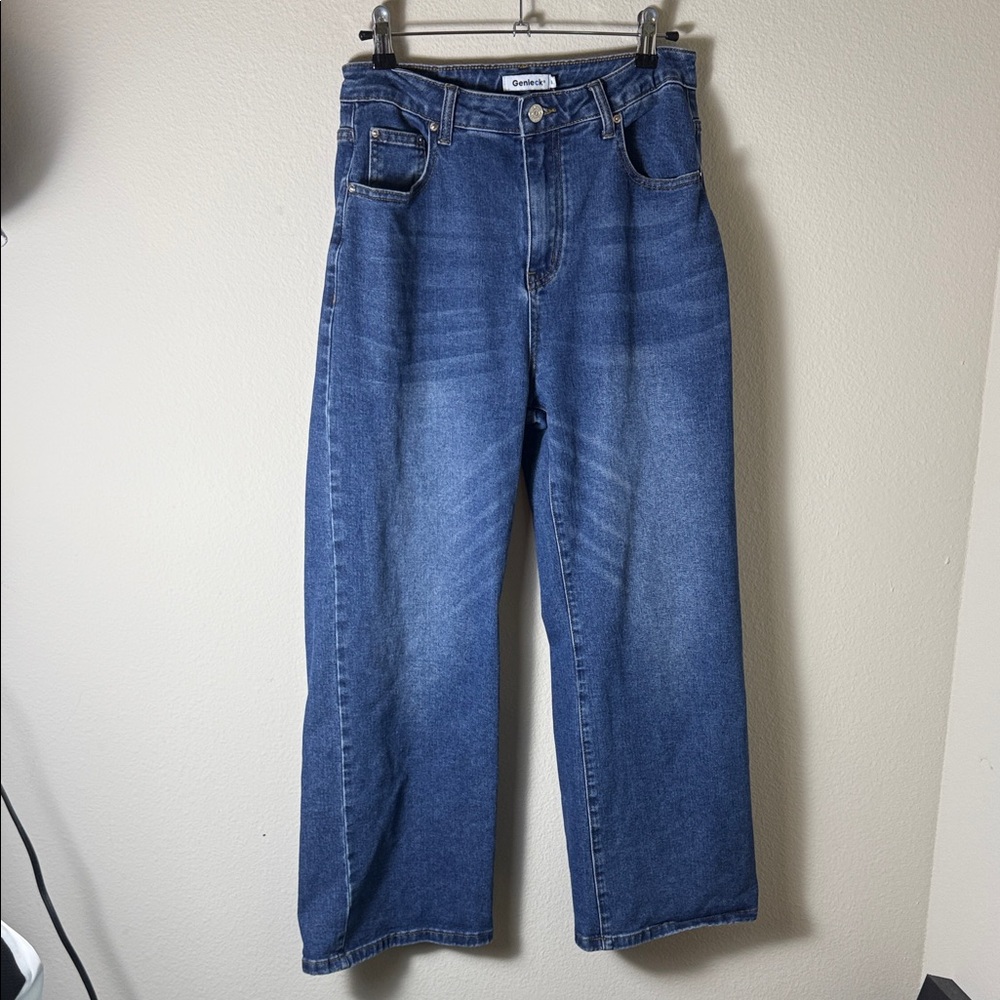 Genleck Blue High-Waist Straight Leg Jeans size 8